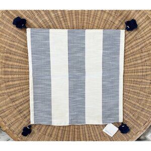 NEW Serena & Lily Beach Stripe Outdoor Pillow Cover (22” SQ)-Navy Blue